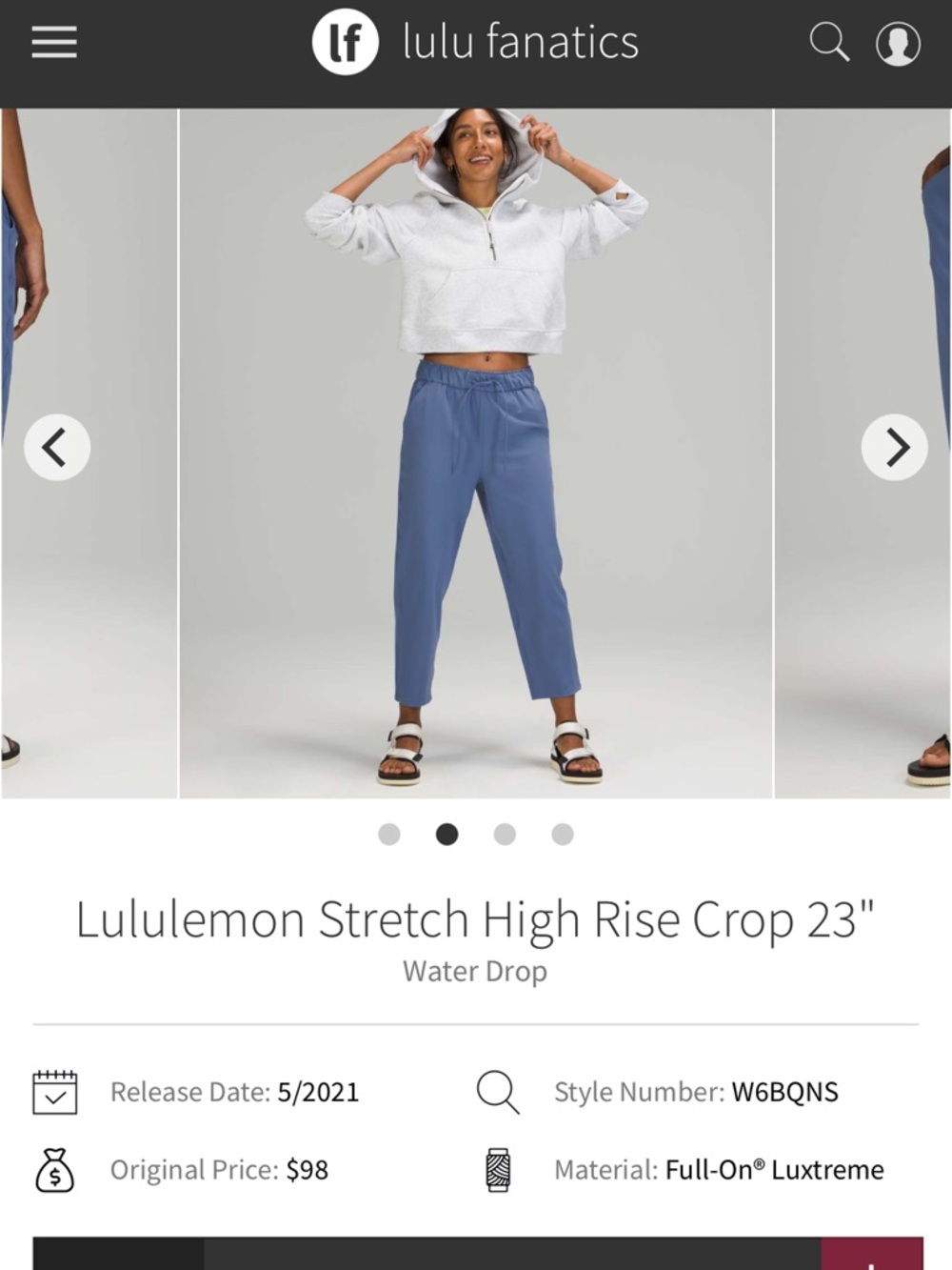 lululemon athletica high-rise cropped pants in Water Drop blue/BRAND NEW